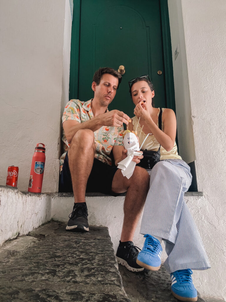 Eating street food on the Amalfi Coast Italy